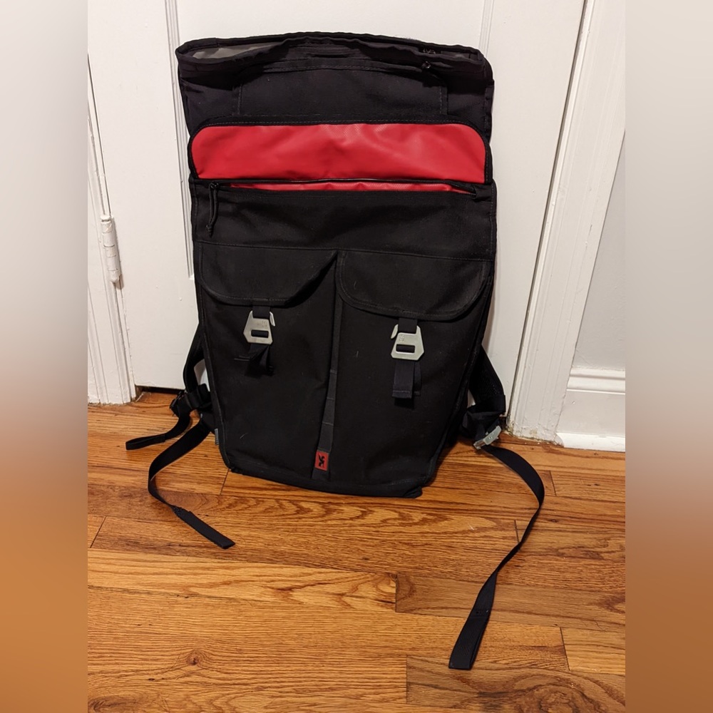Chrome Industries Pawn Rolltop Backpack Black Red Weatherproof